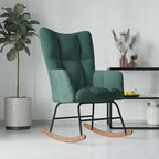 vidaXL Rocking Chair-Dark Green Velvet Lounge Seat-Stylish Padded Foam-Chic Home Decor with Durable Steel Frame