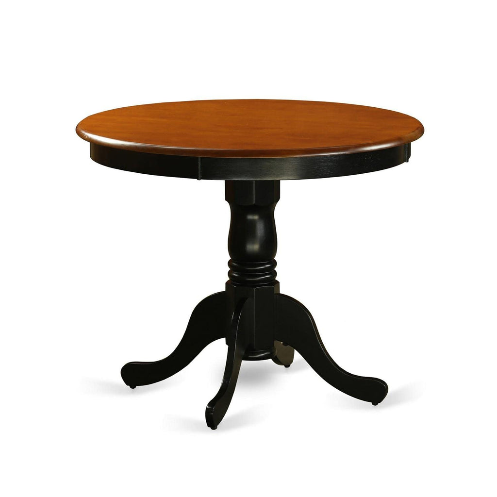 East West Furniture ANDO5-BCH-W 5 Piece Dining Room Table Set Includes a Round Wooden Table with Pedestal and 4 Kitchen Dining Chairs, 36x36 Inch, Black & Cherry