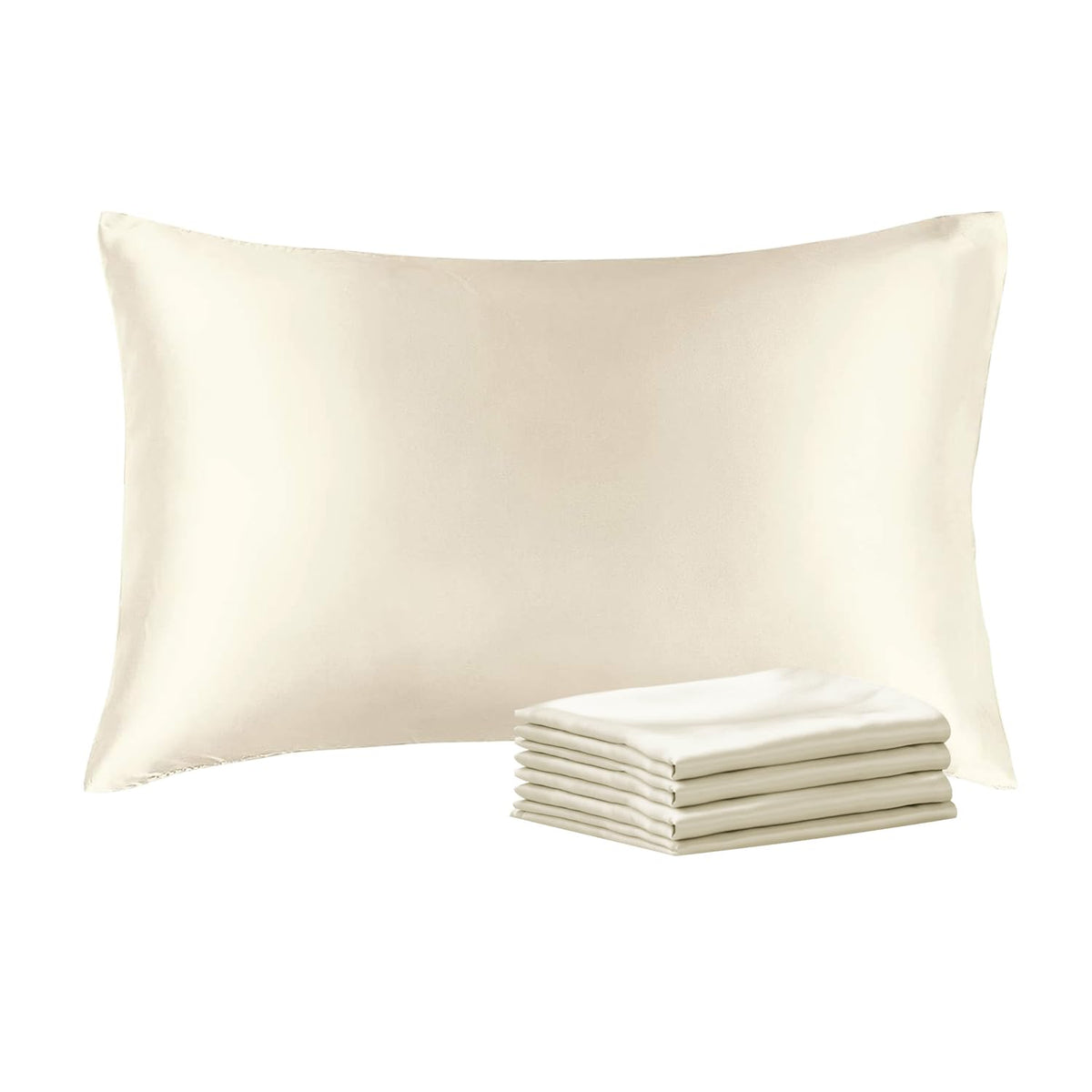 Bedelite Satin Pillowcase With Zipper 4 Pack, Beige Pillow Cases Queen Size, Super Soft And Cooling Similar To Silk Pillow Cases
