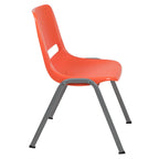Flash Furniture Hercules Series 880 Lb. Capacity Orange Ergonomic Shell Stack Chair With Gray Frame (Pack Of 1)