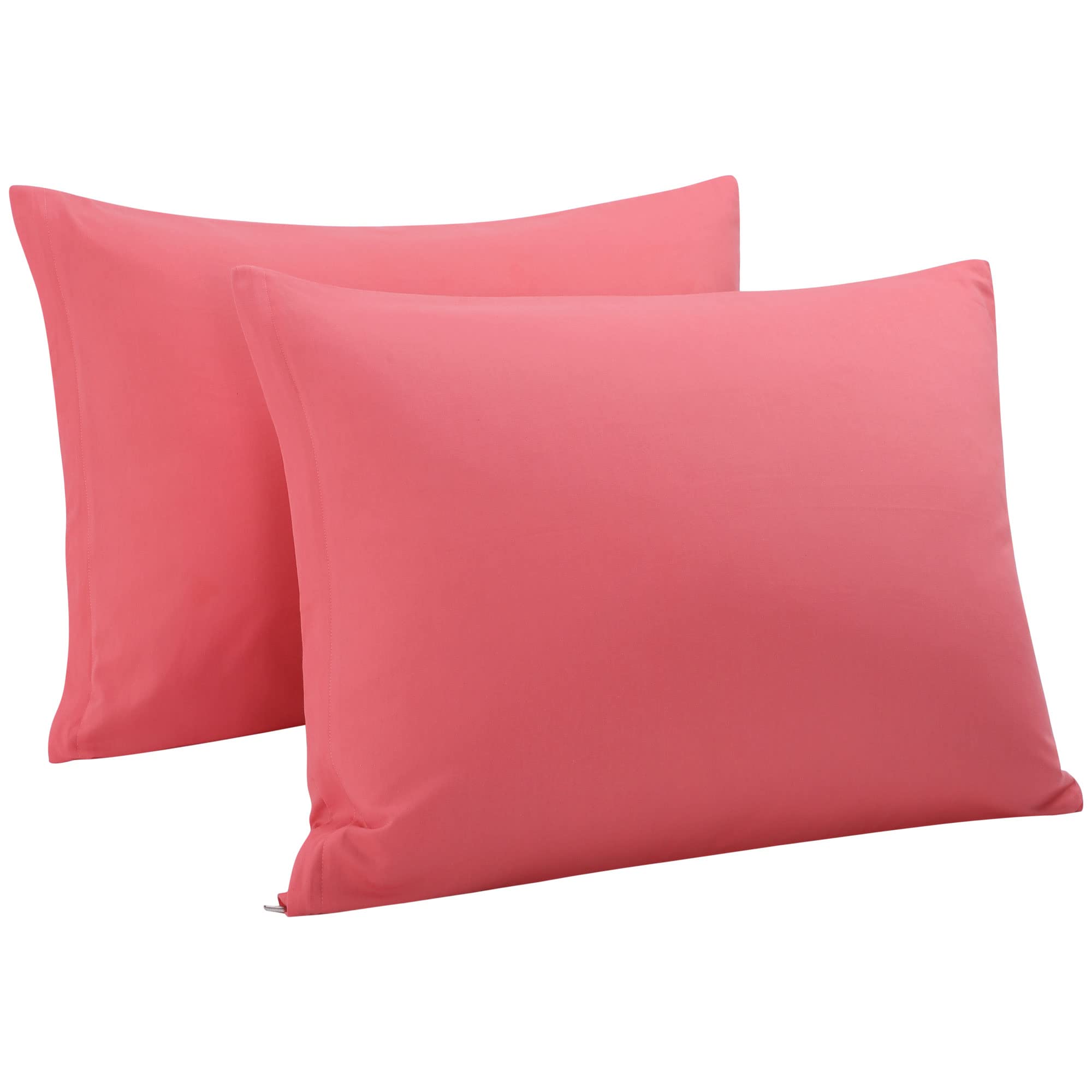 Uxcell Pillowcases Weave From 100% Egyptian Cotton, Breathable Soft Pillow Cases With Zipper Closure, 2 Pcs Coral Pink Pillow Co
