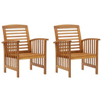 vidaXL Patio Chairs 2 Pcs, Patio Dining Chair with Armrest, Wood Slat Back Outdoor Dining Chair for Deck Garden Lawn, Solid Wood Acacia
