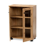 Baxton Studio Mason Modern and Contemporary Oak Brown Finished Wood 2-Door Storage Cabinet with Glass Doors