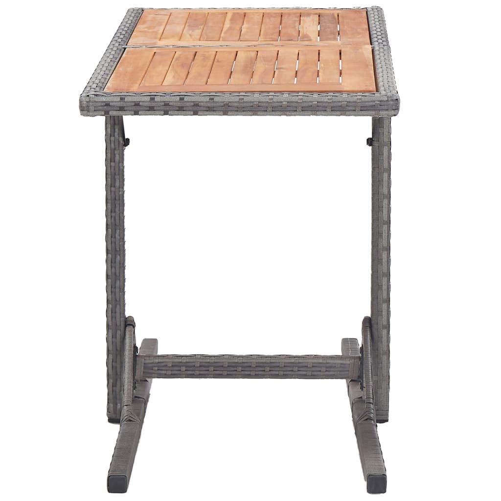 vidaXL Poly Rattan Patio Table with Solid Acacia Wood Top - Anthracite & Brown Weather-Resistant Outdoor Terrace Furniture, Easy to Assemble