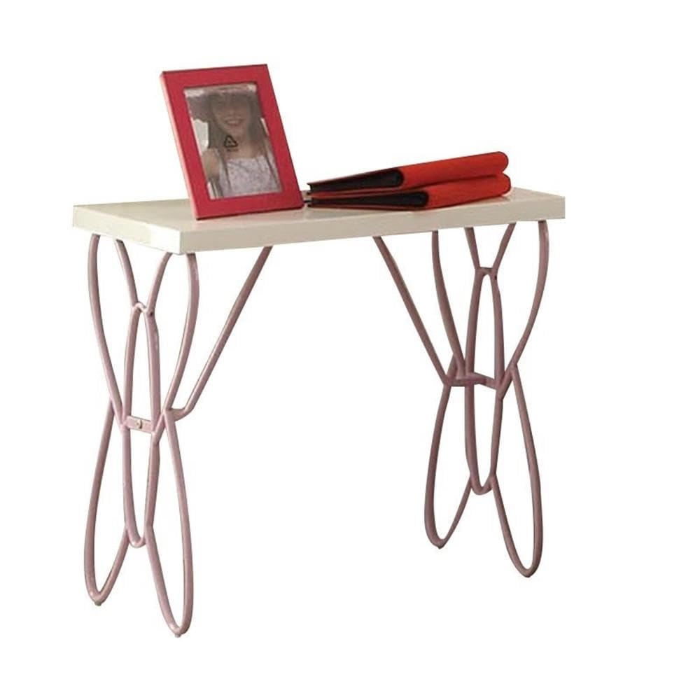 Acme Priya Ii Nightstand With Metal Tube In White And Light Purple