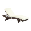 Modway Peer Wicker Rattan Outdoor Patio Two Chaise Lounge Chairs With Cushions In Brown White