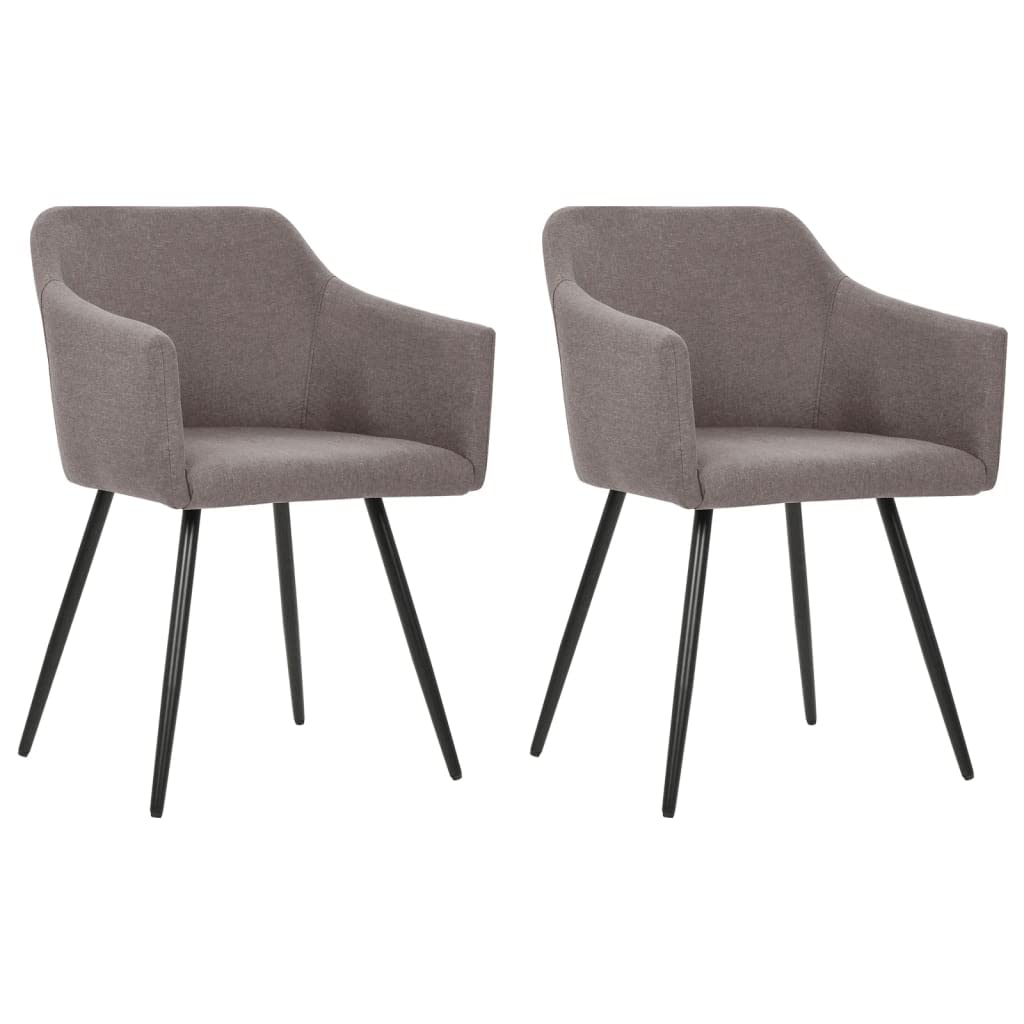 vidaXL Dining Chairs – Taupe Color Fabric and Metal – Set of 2 - Ergonomic Design with Curved Form and Armrest - Ideal for Dining Room or Kitchen