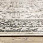 HomeRoots 508983 8 x 10 ft. Ivory Gray Black & Ivory Oriental Power Loom Stain Resistant Rectangle Area Rug