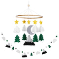 Sorrel + Fern Baby Crib Mobile (Starry Woodland Night, Short Evergreen w/Garland) - Baby Shower Gift Nursery Decoration for Boys