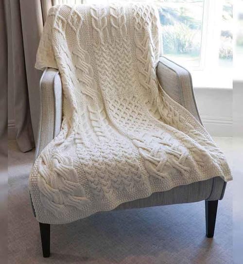Saol Patchwork Super Soft Merino Wool Knit Throw/Blanket 42' X 64'