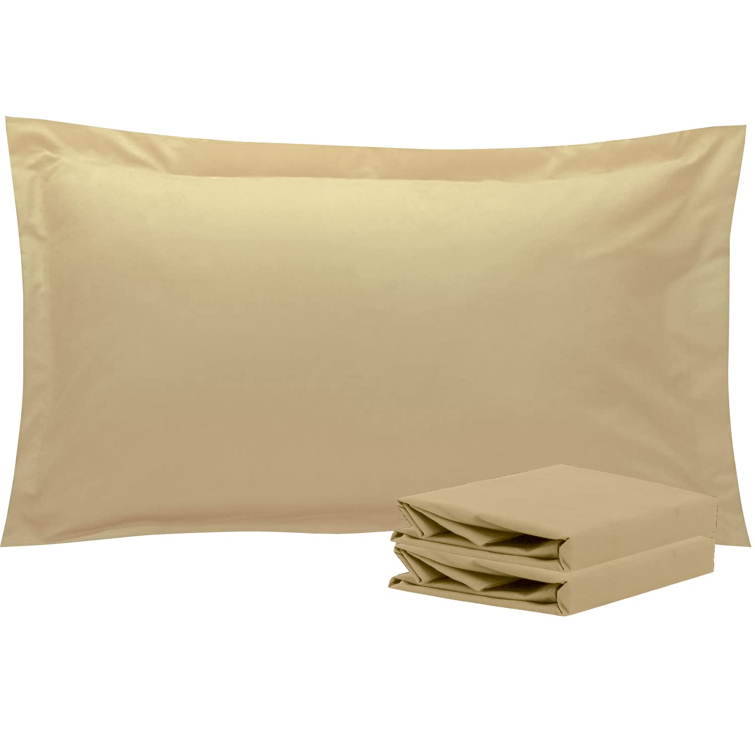 Ntbay 100% Brushed Microfiber King Pillow Shams Set Of 2, Super Soft And Cozy, Wrinkle, Fade, Stain Resistant 20X36 Inches Oxford Pillowcases, Light Taupe