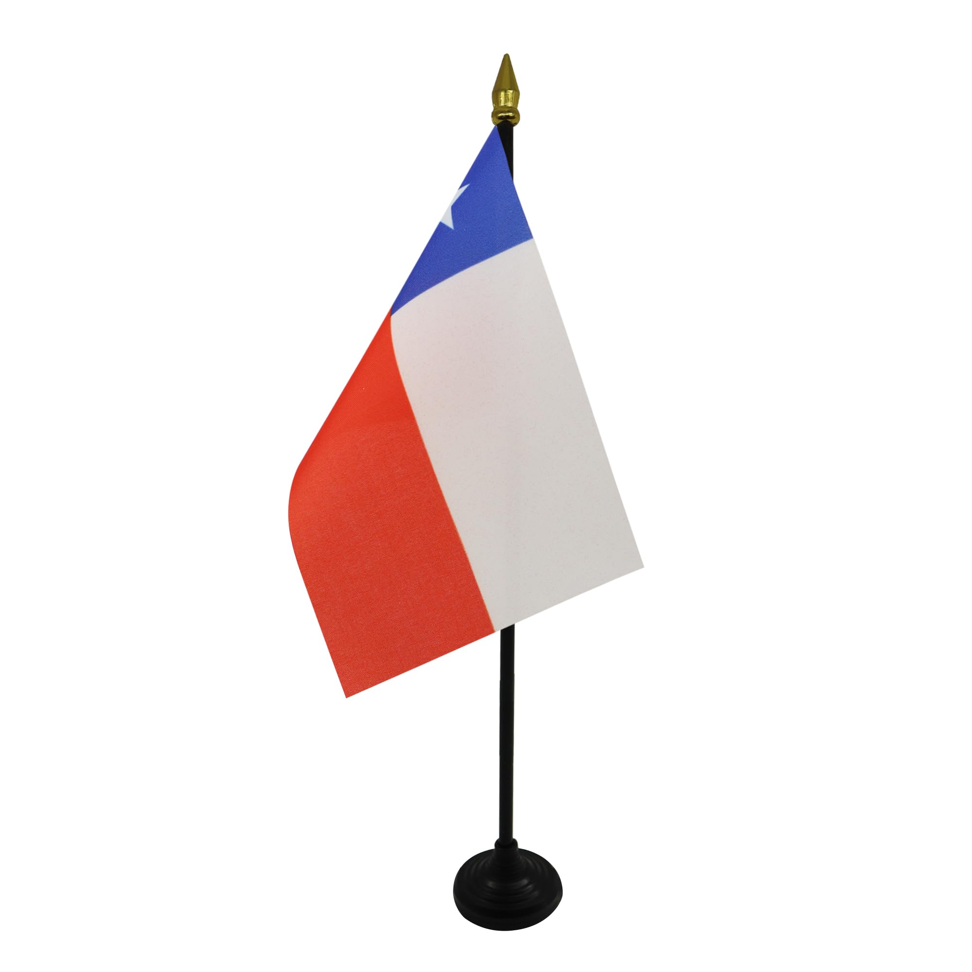 Az Flag - Chile Table Flag 4' X 6' - Chilean Mini Desk Flag 100% Polyester 15 X 10 Cm - Office Banner With 10' Pole - Golden