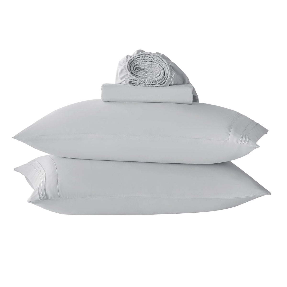 Light Grey Full Size Bed Sheet Sets-Deep Pocket Fitted Sheet & Pillowcase Sets-4 Piece Soft Cooling Microfiber Bedsheets For Dou