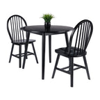 Moreno 3-Pc Drop Leaf Dining Table with Windsor Chairs - Black