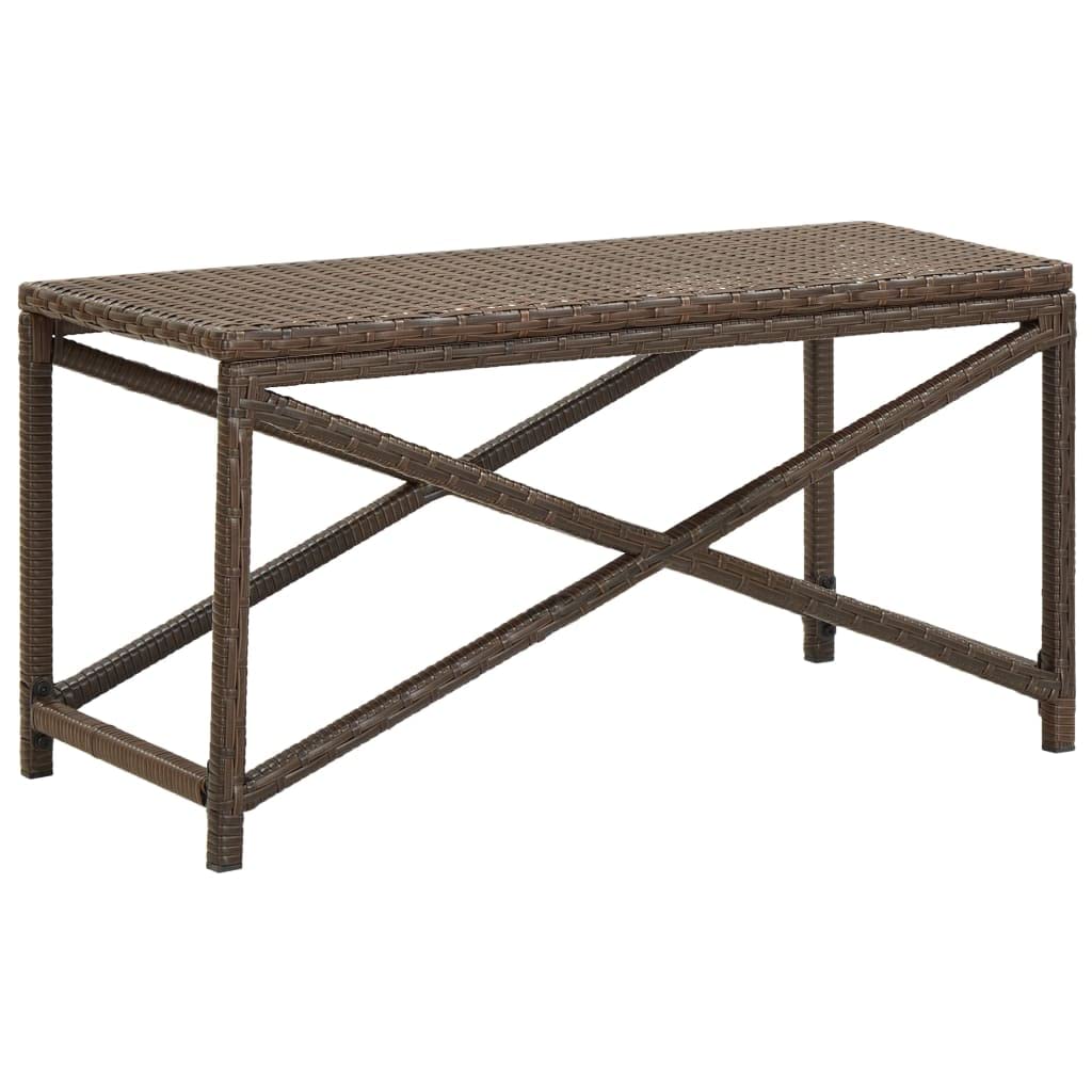 Garden Bench 31.5" Poly Rattan Brown