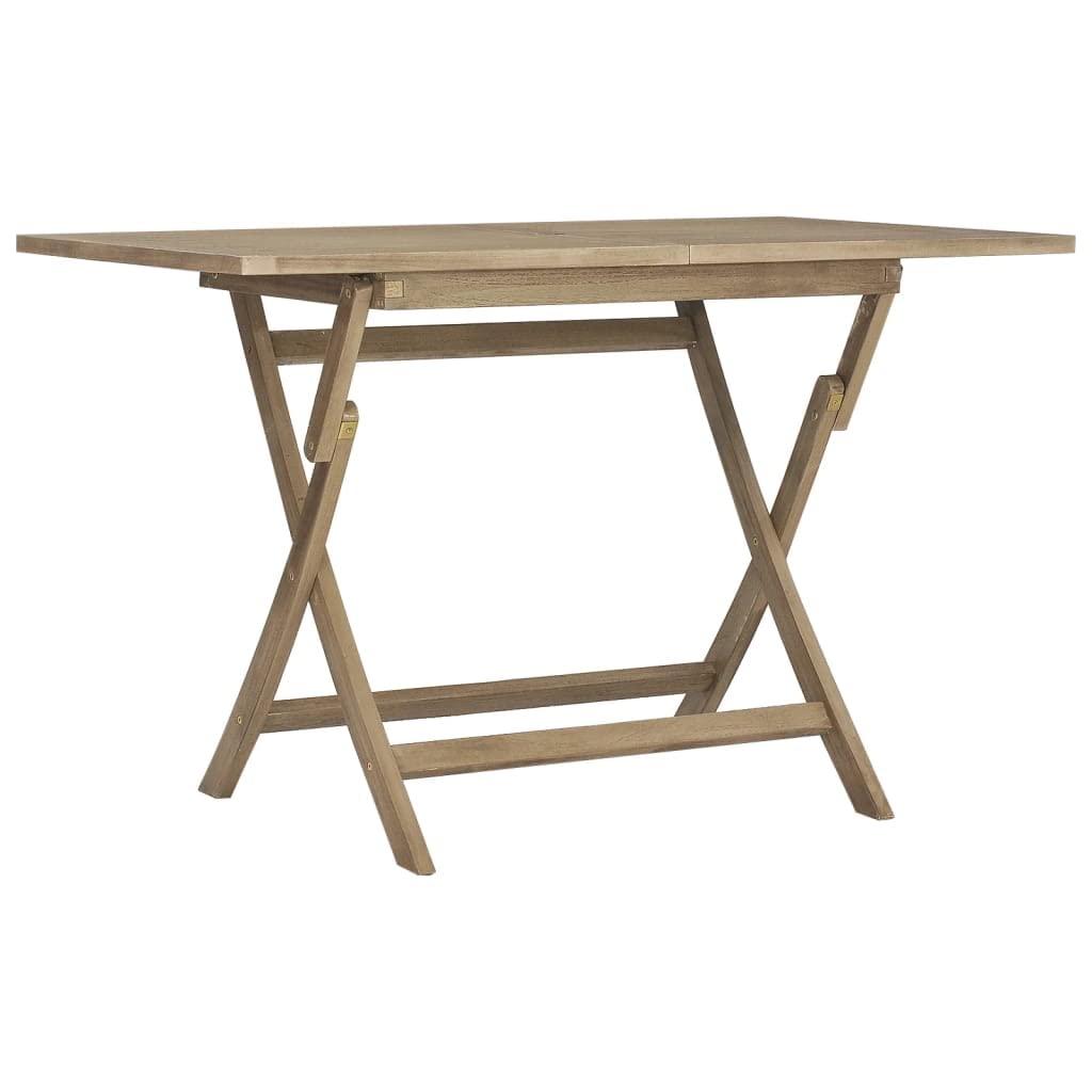 vidaXL Folding Patio Table - Solid Teak Wood Construction, Weather-Resistant, Foldable with Parasol Hole - Gray, Surface Dimensions 47.2"x27.6"