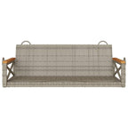 vidaXL Gray Poly Rattan Hanging Swing Bench - Outdoor Hammock Chair for Garden/Patio - Durable & Weather-Resistant with Powder-Coated Steel/Acacia Wood Frame, Fixing Rings, UV-Resistant