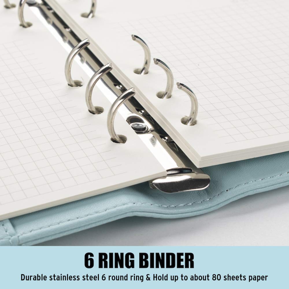 Sooez A6 Notebook Binder, 6 Ring Planner With Stylish Design, Loose Leaf Personal Organizer Binder Cover With Magnetic Buckle Cl