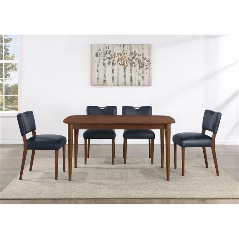 Comfort Pointe Bonito Blue Velvet 5-Piece Transitional Style Dining Set - Thumbnail 2