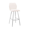Armen Living Tandy White Faux Leather and Brushed Stainless Steel 30 '' Bar Stool