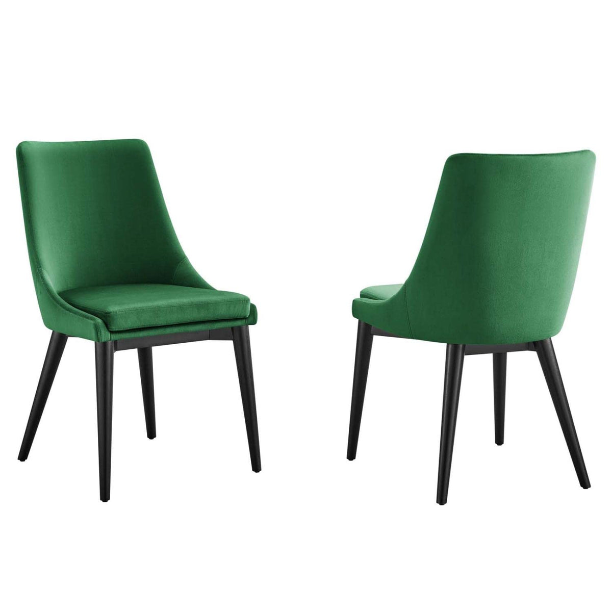 Modway Viscount 19&Quot; Modern Performance Velvet Dining Chair In Green (Set Of 2)