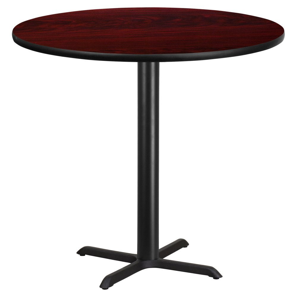 Flash Furniture Stiles 42'' Round Mahogany Laminate Table Top with 33'' x 33'' Bar Height Table Base