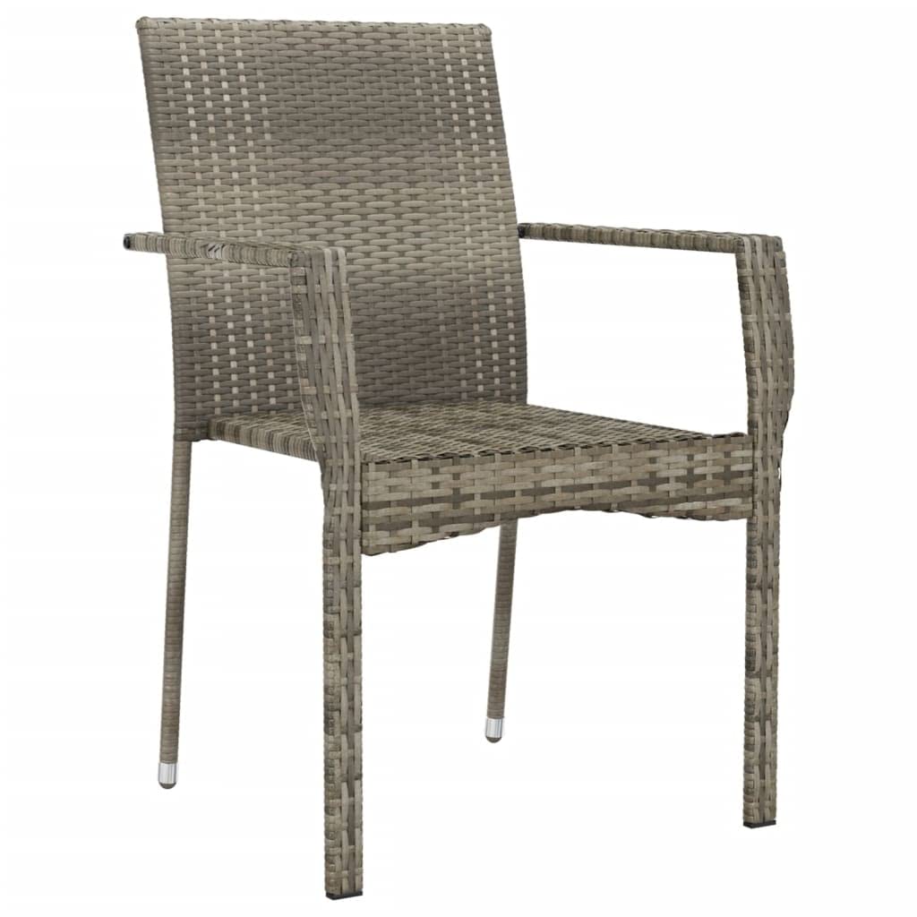 Garden Chairs with Cushions 4 pcs in Grey Polyrattan