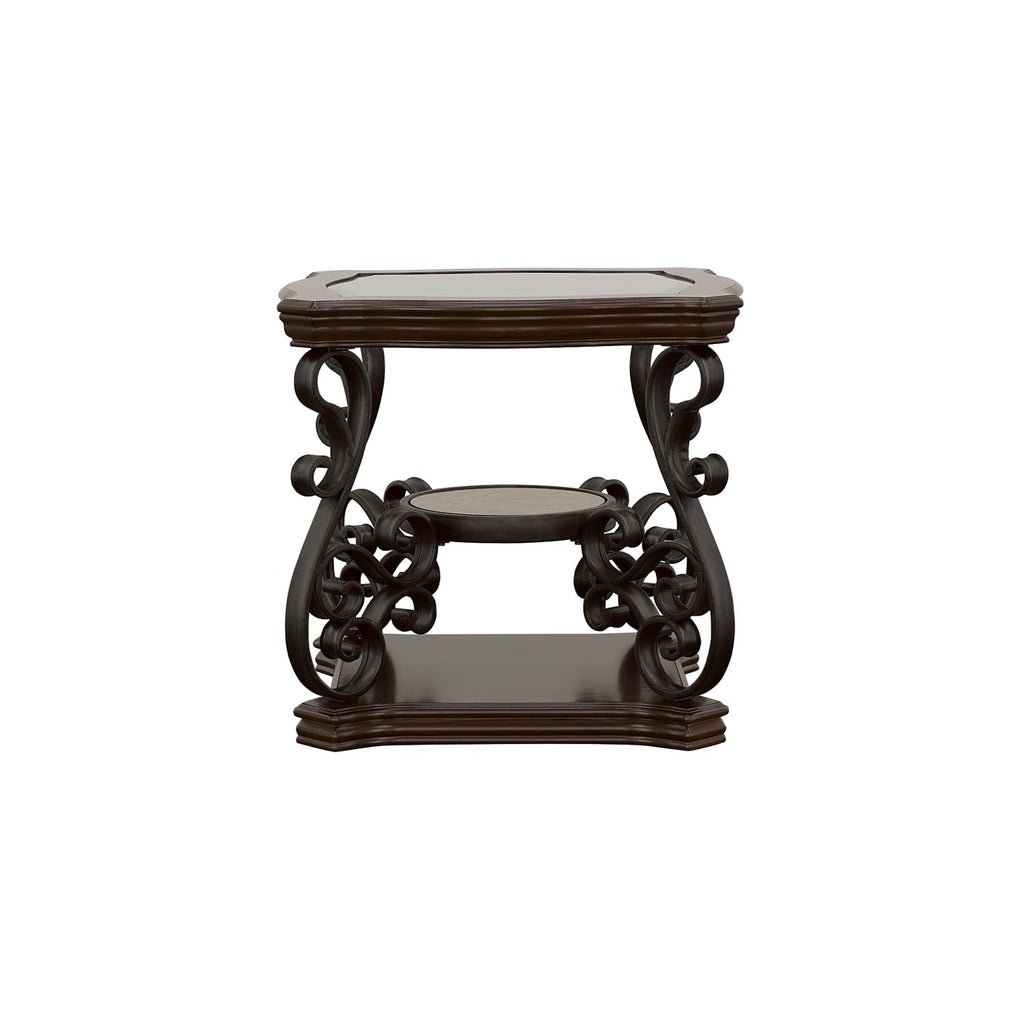 Coaster Furniture End Table with Tempered Glass Top Dark Brown 702447