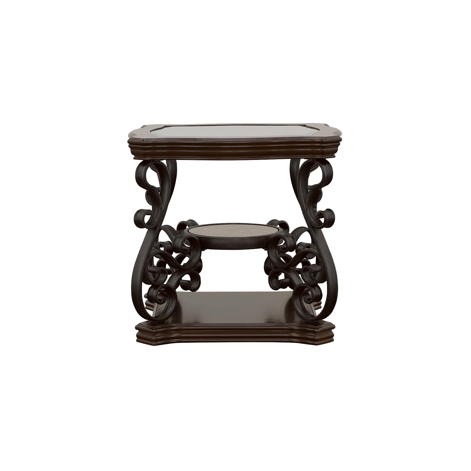 Coaster Furniture End Table with Tempered Glass Top Dark Brown 702447