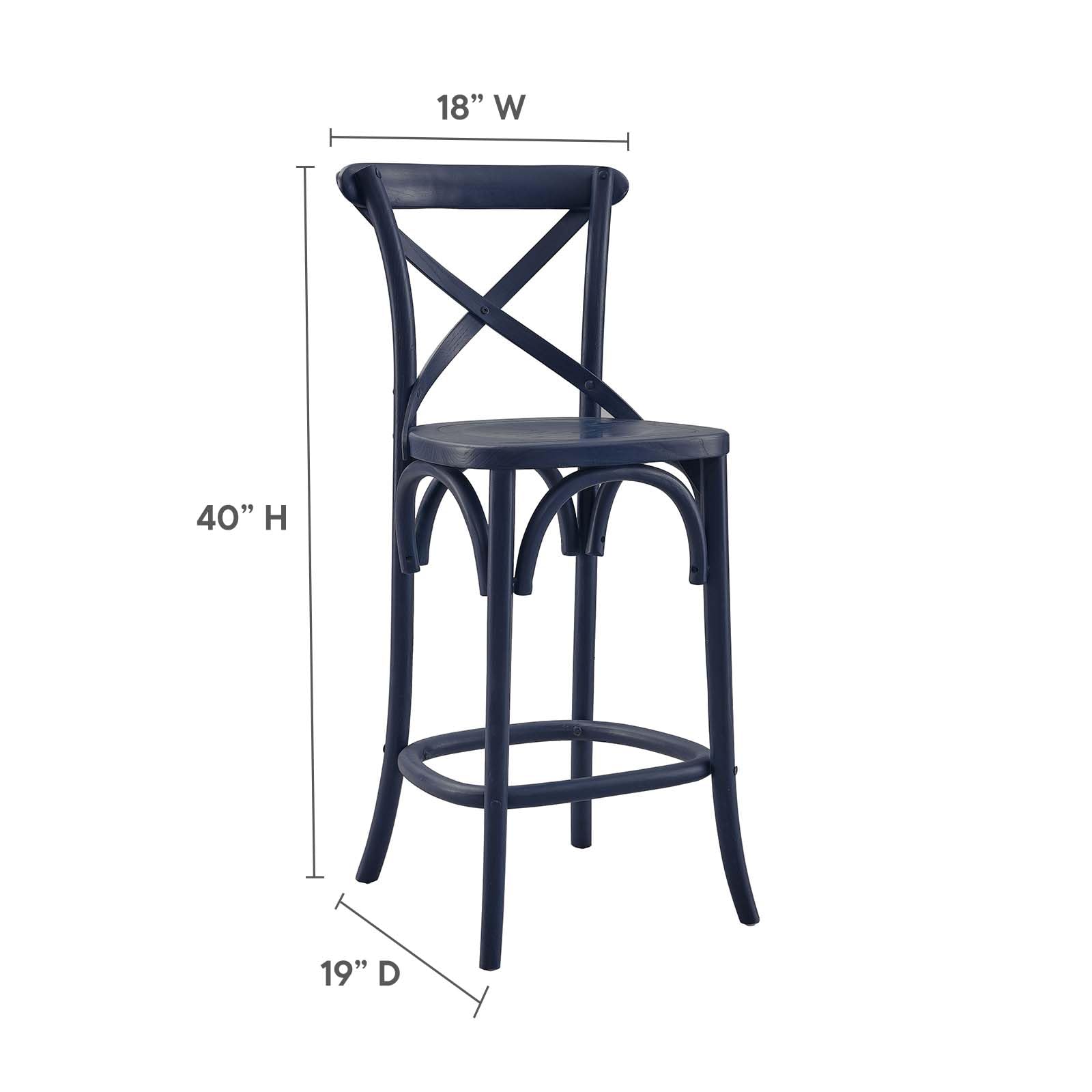 Modway Gear X-Back Wood Counter Bar Stool In Midnight Blue