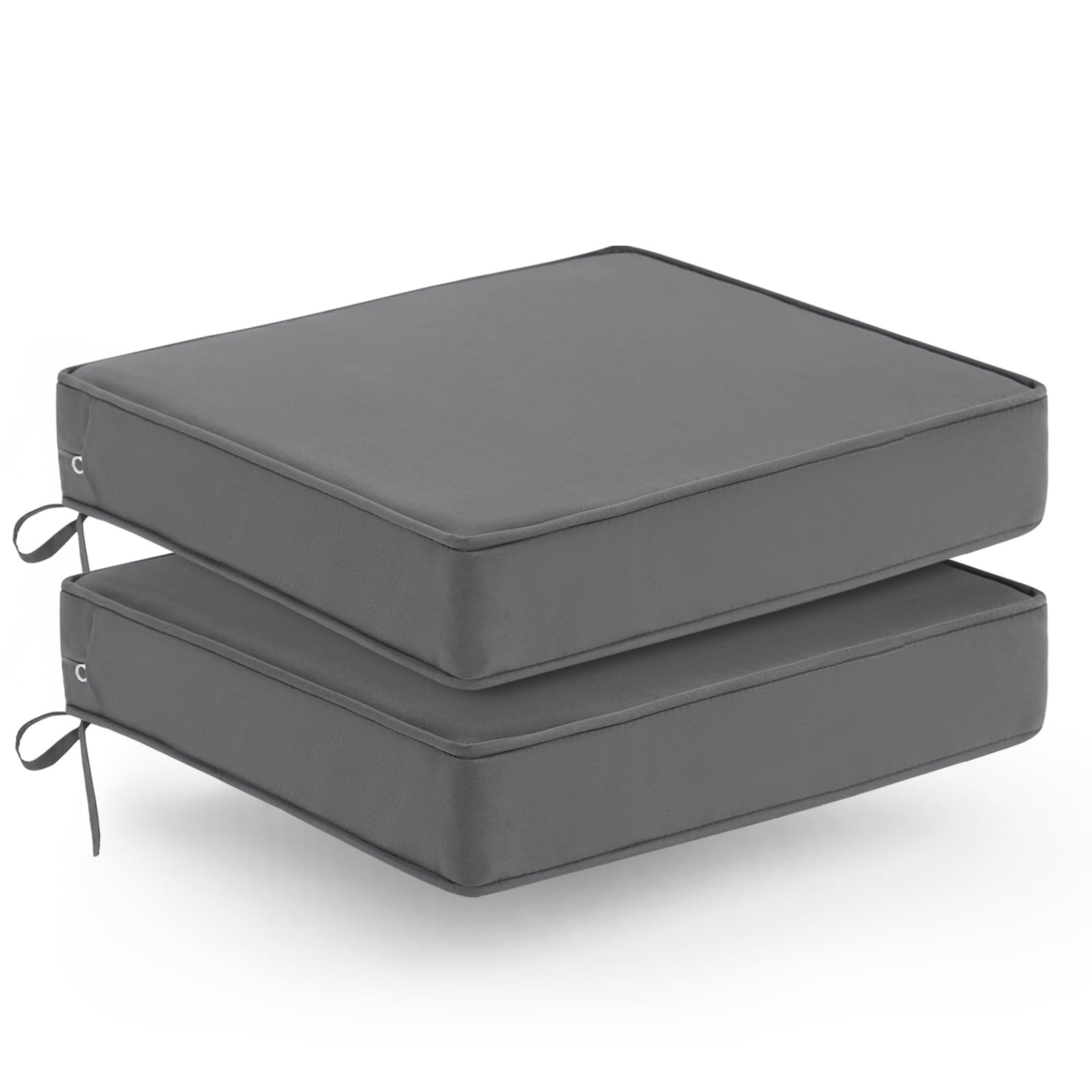 Weoavry Outdoor Chair Cushions Set Of 2, Waterproof Patio Chair Cushions, Patio Furniture Cushions With Ties, 19 X 19 X 3 Inch,