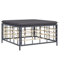 vidaXL Modern Patio Footstool with Thickly Padded Dark Gray Cushion - Comfortable, Weather-Resistant PE Rattan - Sturdy Powder-C
