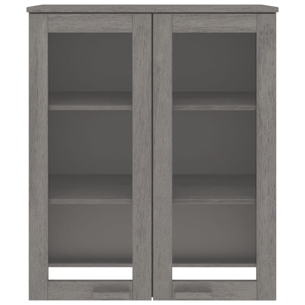 vidaXL Solid Pinewood Highboard Top, Light Gray Finish, Additional Shelves with Glass Door Cabinet, Dust-Free Display Storage, 33.5x13.8x39.4 Measurements