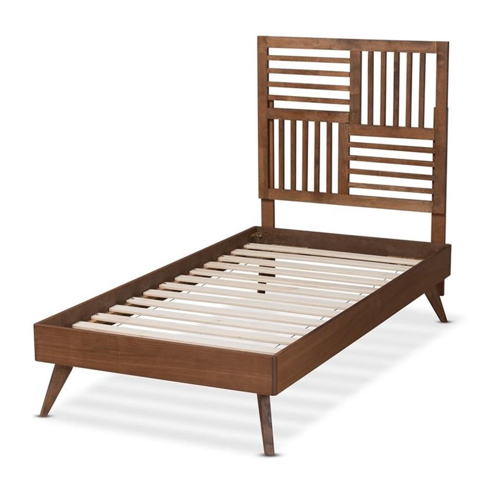 Baxton Studio Gemma Mid-Century Modern Transitional Walnut Brown Finished Wood Twin Size Platform Bed
