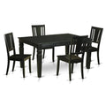 East West Furniture WEDU5-BLK-W 5 Piece Dining Room Furniture Set Includes a Rectangle Kitchen Table with Butterfly Leaf and 4 Dining Chairs, 42x60 Inch, Black