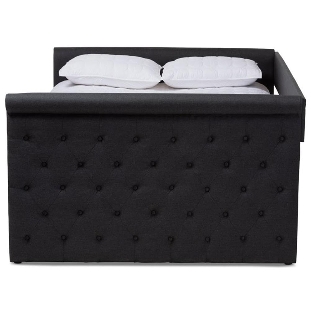 Baxton Studio Alena Modern and Contemporary Grey Fabric Upholstered Full Size Daybed with Trundle