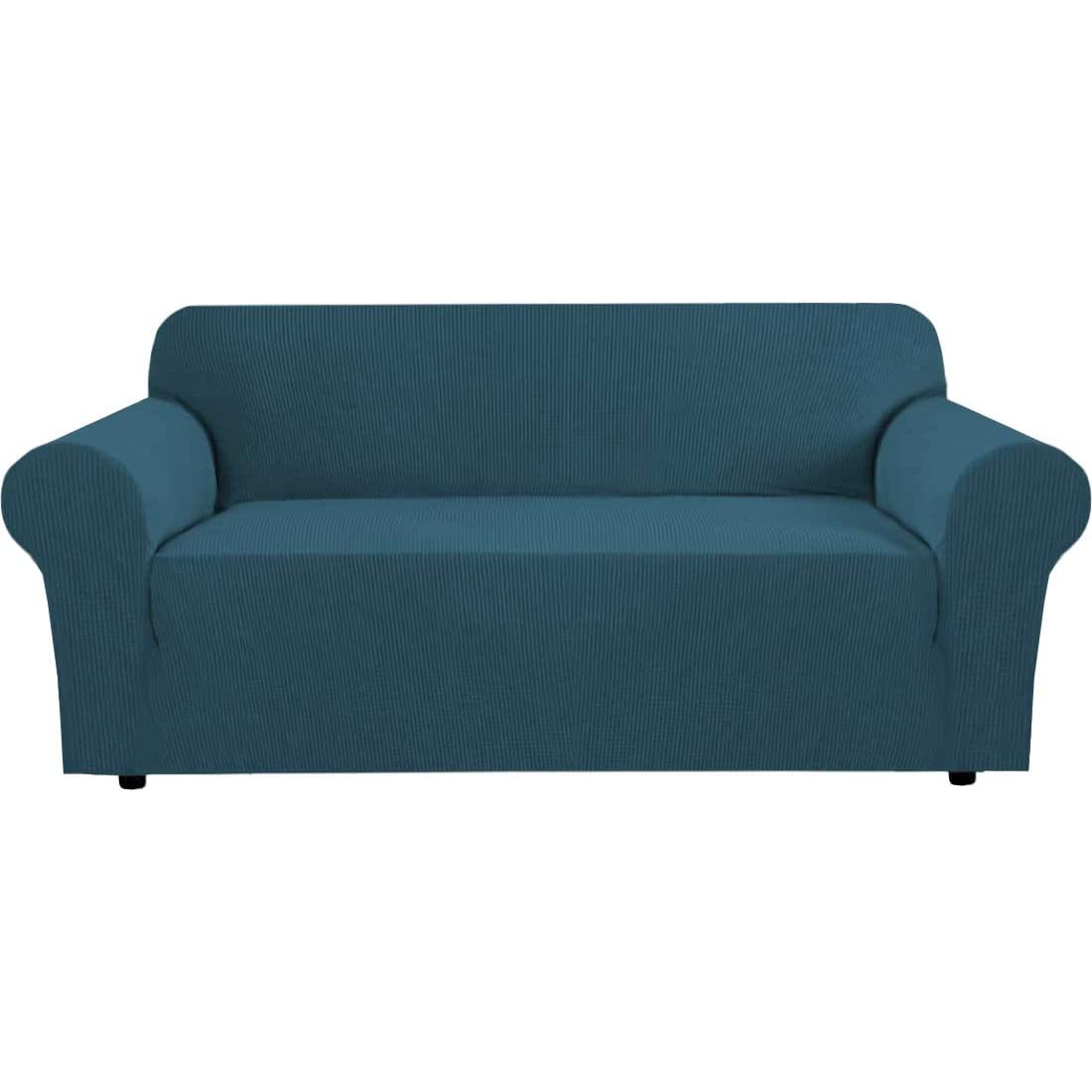 H.Versailtex Stretch Couch Covers For 3 Cushion Couch Sofa Slip Covers For Living Room Feature Thick Checked Jacquard Fabric Wit