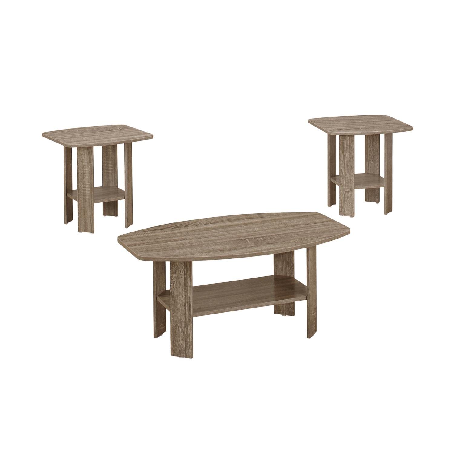 Monarch Specialties 7927P Table, 3pcs Set, Coffee, End, Side, Accent, Living Room, Laminate, Brown, Transitional Set-3Pcs Dark Taupe, 35.5' L x 21.5' W x 16.25' H