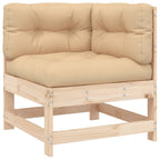 vidaXL Modular Corner Sofa - Solid Unfinished Pine Wood - Outdoor Sectional Set with Thickly Padded Cushions - Easy Assembly - 242.5lb Capacity - Rustic and Sturdy Garden Furniture