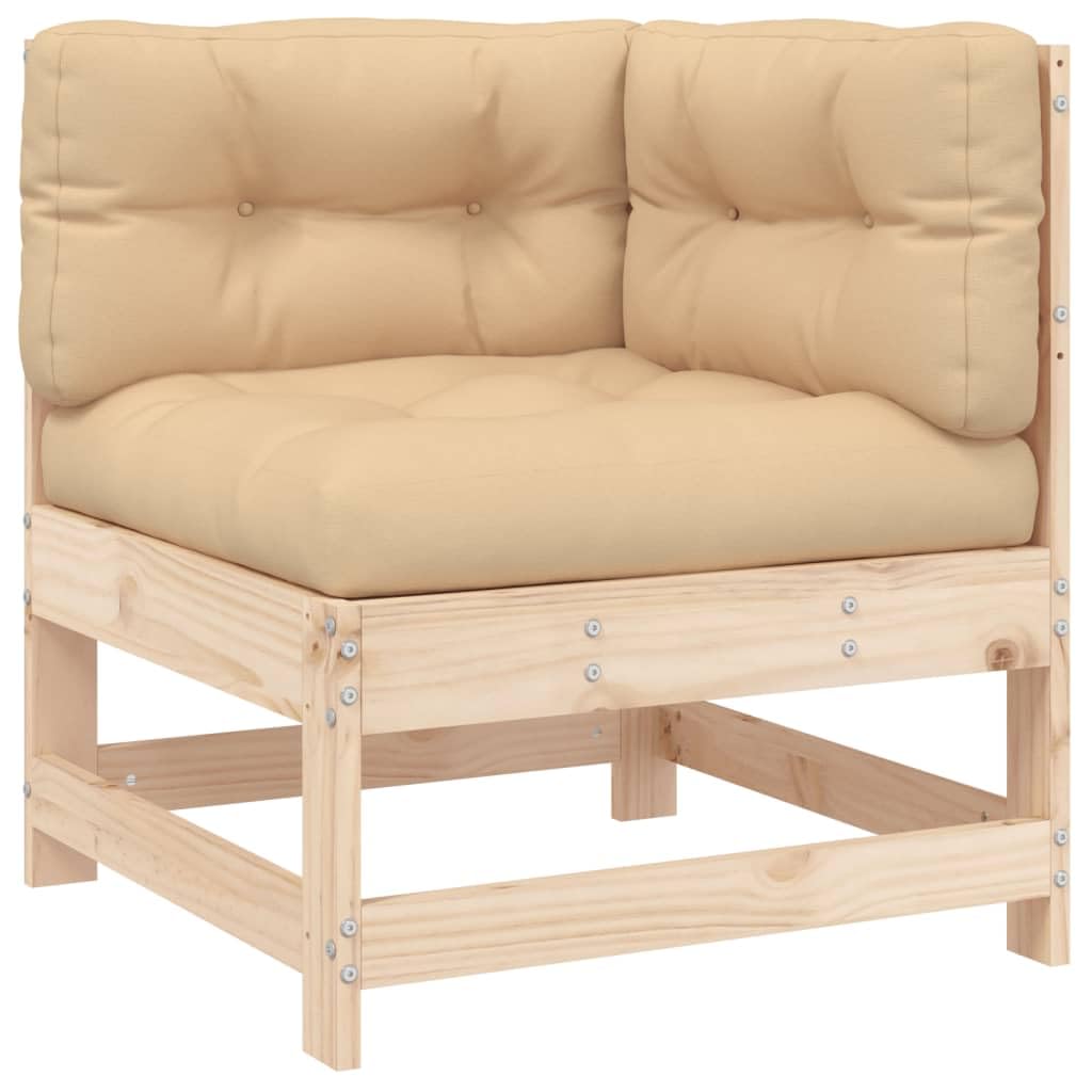 vidaXL Modular Corner Sofa - Solid Unfinished Pine Wood - Outdoor Sectional Set with Thickly Padded Cushions - Easy Assembly - 242.5lb Capacity - Rustic and Sturdy Garden Furniture
