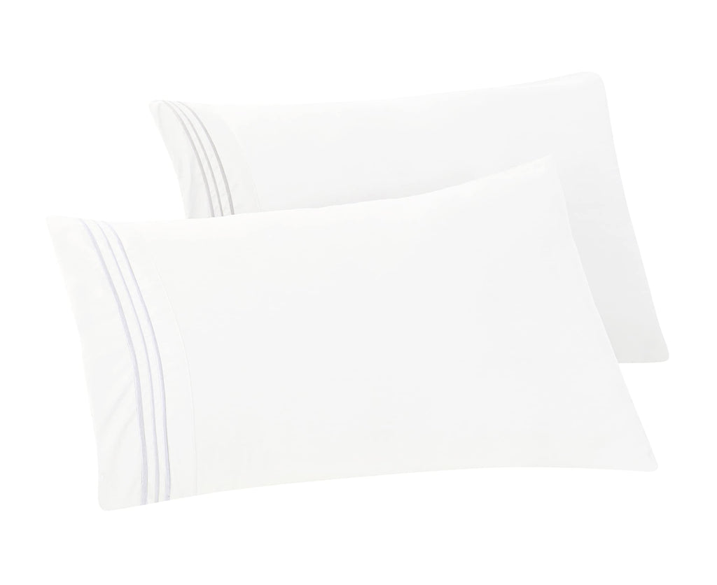 Elegant Comfort Solid Pillowcases 1500 Thread Count Egyptian Quality - Easy Care, Smooth Weave, Wrinkle And Stain Resistant, Easy Slip-On, 2-Piece Set, King Pillowcase, White