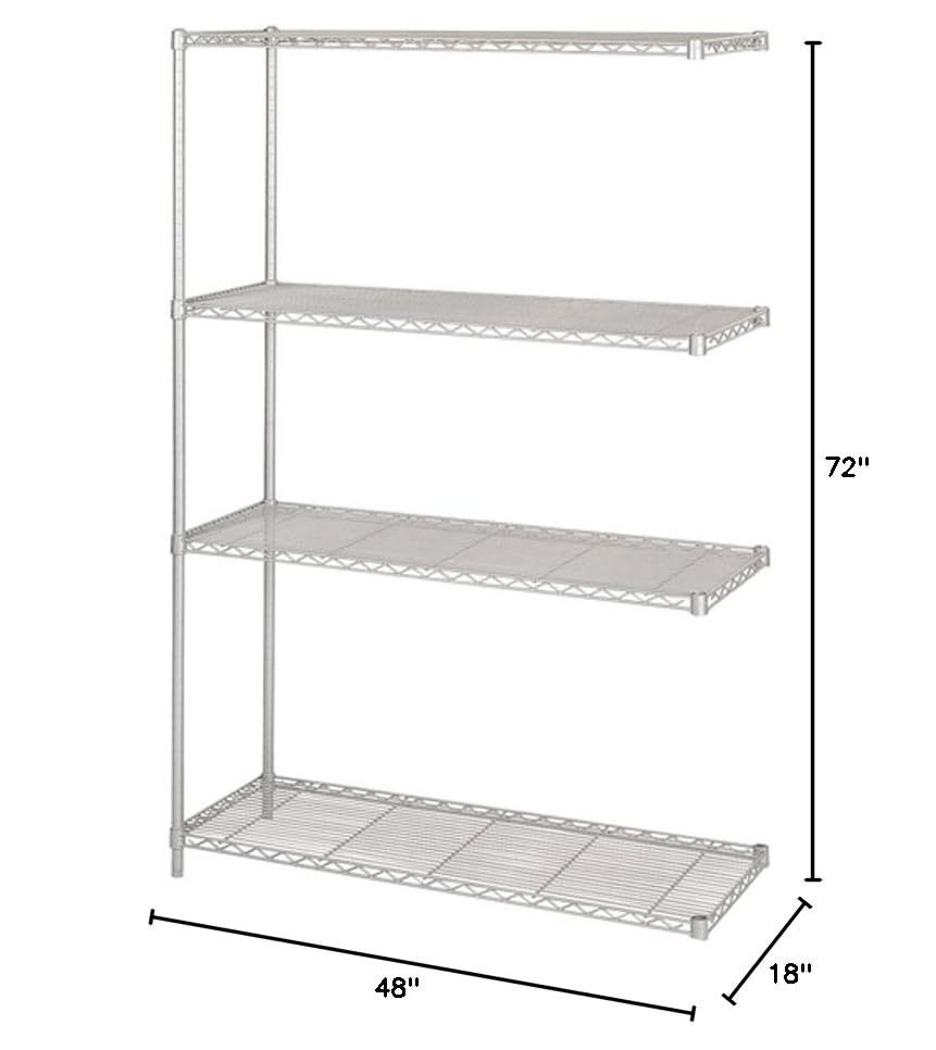 Safco Industrial Extra Strength Steel Shelving Add-On Storage Unit 48 X 18 Gray