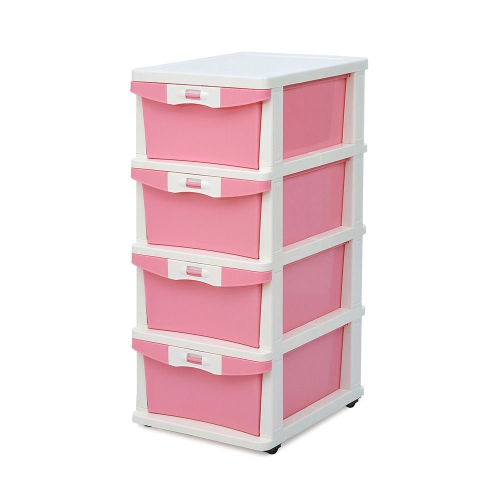 Nilkamal Chests Of 4 Drawers Chtr24Nt |MultiPurpose Storage Organizer For Kids, School,And Home |Easy Assembly|Pink And Cream C
