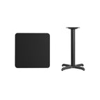 Flash Furniture Stiles 24'' Square Black Laminate Table Top with 22'' x 22'' Table Height Base