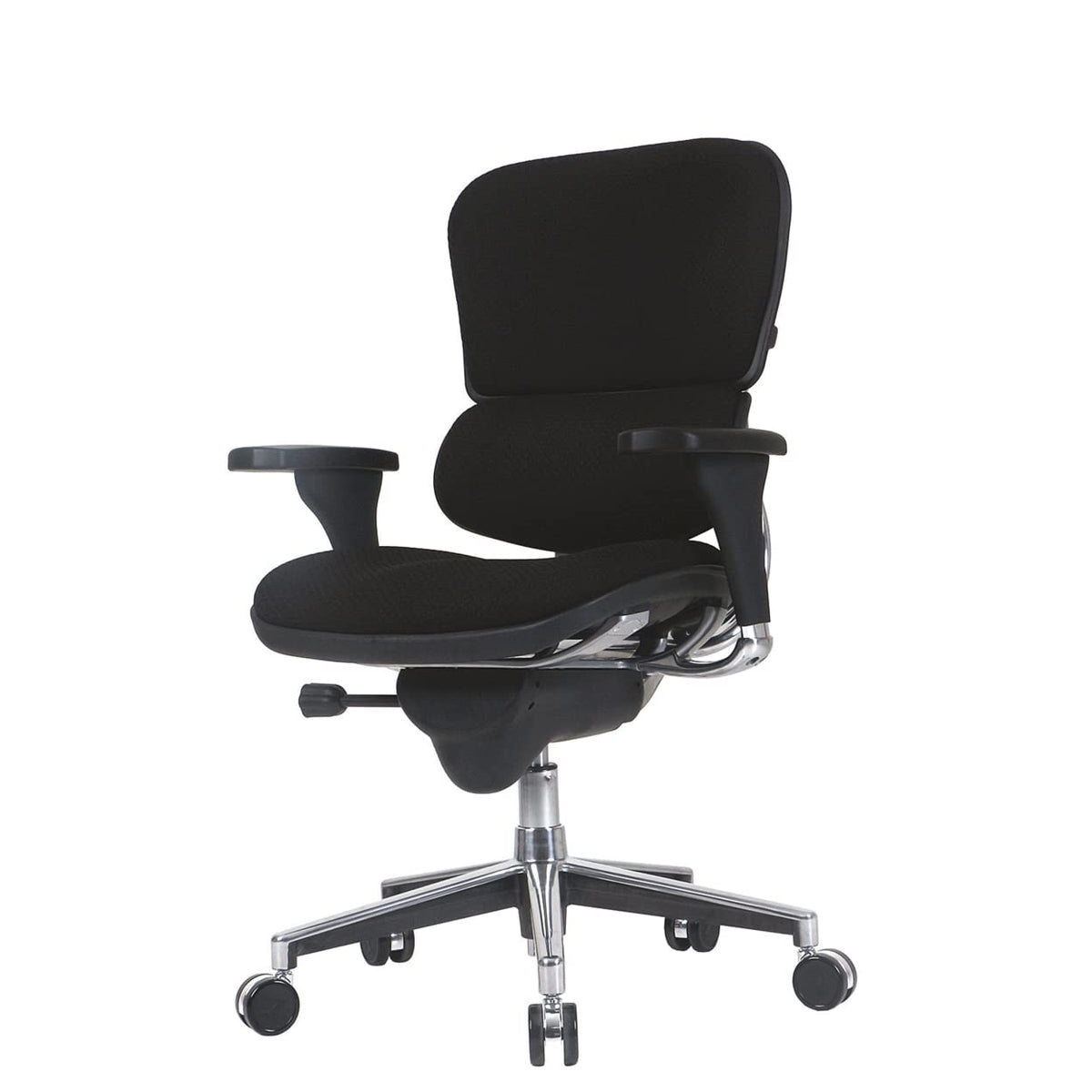 HomeRoots Black Fabric Tufted Seat Swivel Adjustable Task Chair Fabric Back Steel Frame