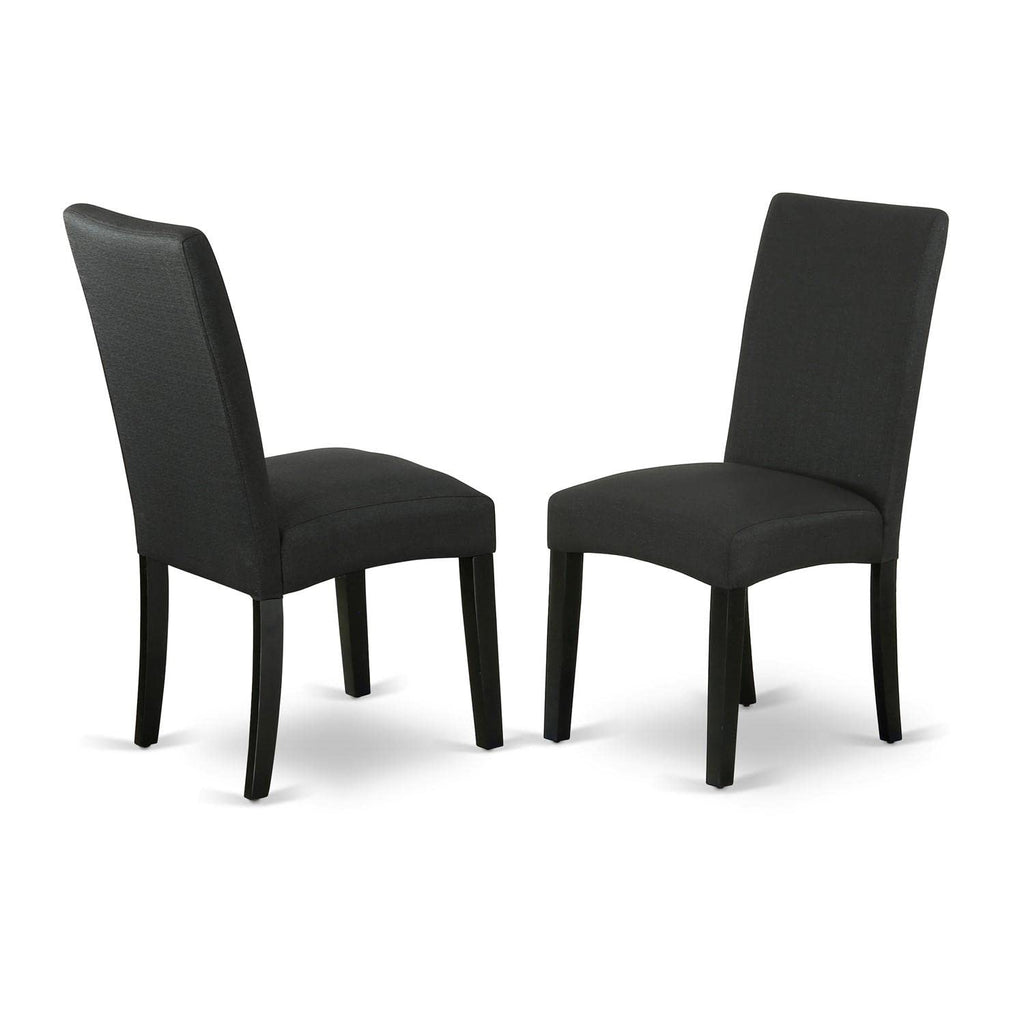 East West Furniture Shdr5-Blk-24 5 Piece Dinette Set For 4 Includes A Round Kitchen Table With Pedestal And 4 Black Color Linen Fabric Upholstered Parson Chairs, 42X42 Inch, Black