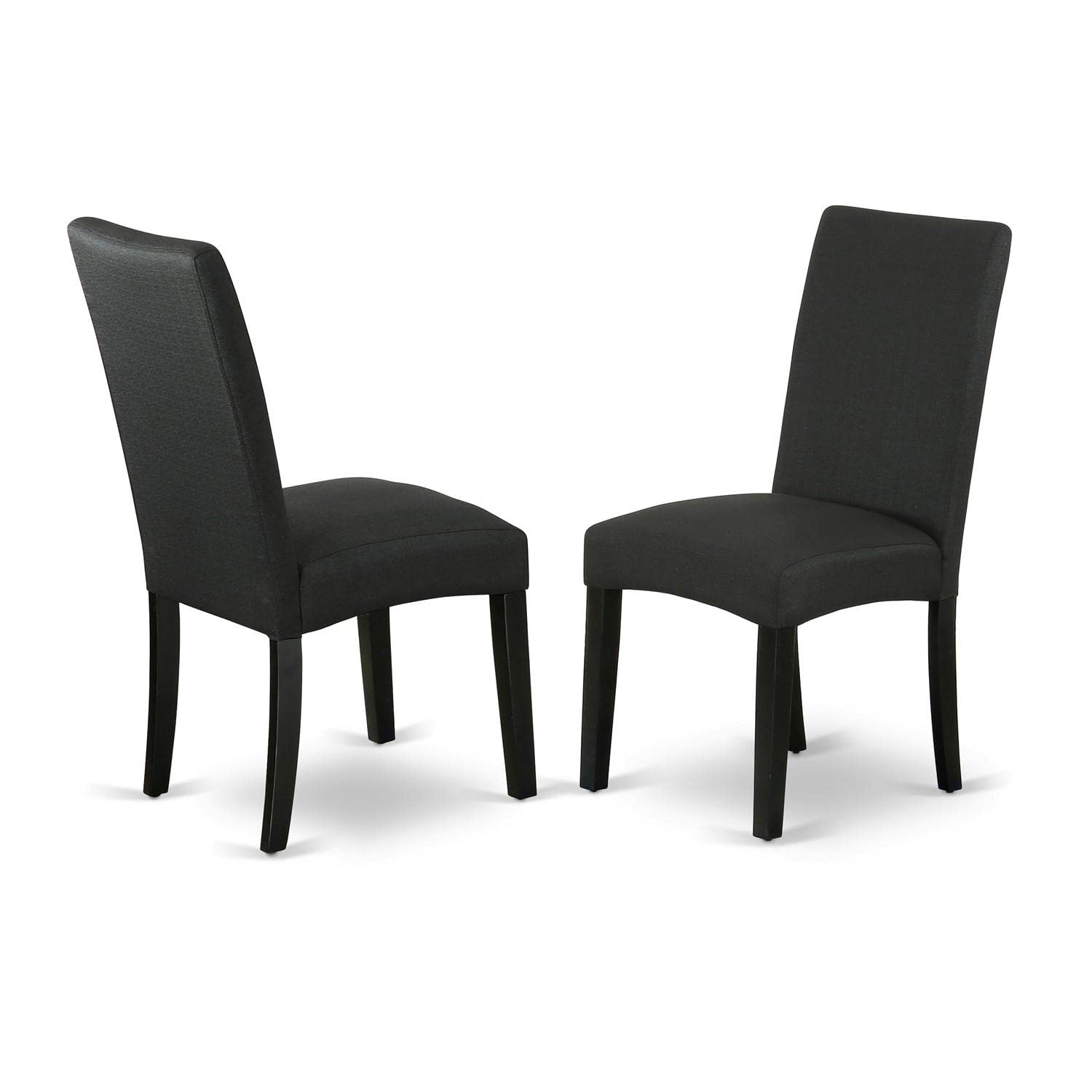 East West Furniture Shdr5-Blk-24 5 Piece Dinette Set For 4 Includes A Round Kitchen Table With Pedestal And 4 Black Color Linen Fabric Upholstered Parson Chairs, 42X42 Inch, Black