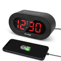 REACHER Small LED Digital Alarm Clock with Simple Operation, Full Range Brightness Dimmer, USB Phone Charger Port, Easy Snooze, 