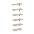 Furinno Rossi 18-Inch Wall Mounted Floating Display Shelves, Metropolitan Pine, Set of 6
