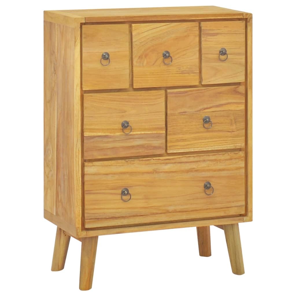 vidaXL Chest of Drawers 22&quot;x11.8&quot;x31.5&quot; in Solid Teak Wood with Rustic Finish, Vintage Furniture with Storage Space, Ideal for Living Room or Bedroom, Brown